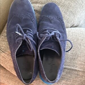 Cole Haan Navy Suede Wingtip Derby Shoes